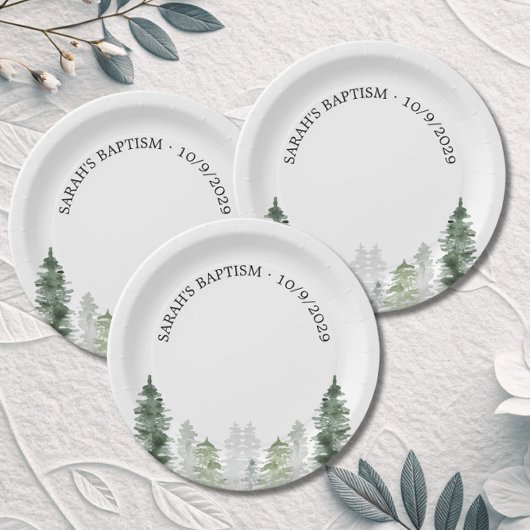 Mountain Winter Baptism Paper Plate ペーパープレート
