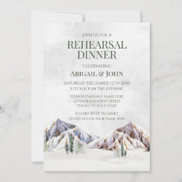 Mountain Winter Forest Rustic Rehearsal Dinner 招待状