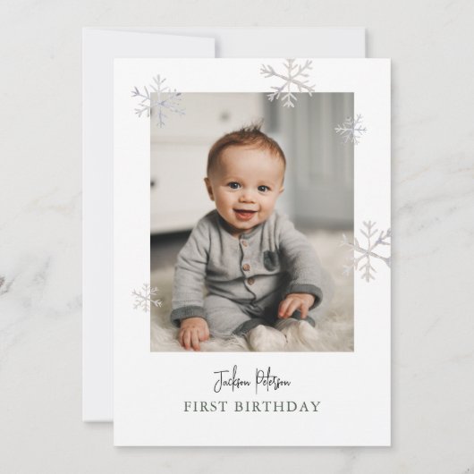 Mountain Winter Onederland 1st Birthday写真 招待状 (裏面)