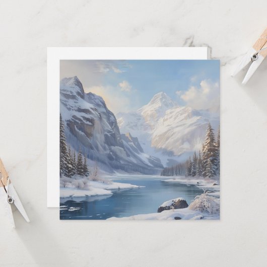 Mountain Winter River Nature Landscape カード (正面/裏面インサイチュ)