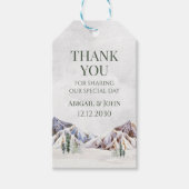 Mountain Winter Snowy Forest Wedding Thank You ギフトタグ (正面)