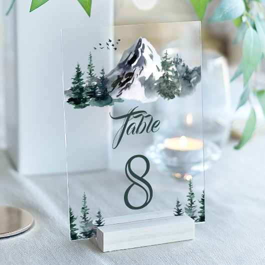 Mountain Winter Wedding Acrylic Table Number アクリル招待状