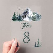Mountain Winter Wedding Acrylic Table Number アクリル招待状 (インサイチュ (ポータブル))
