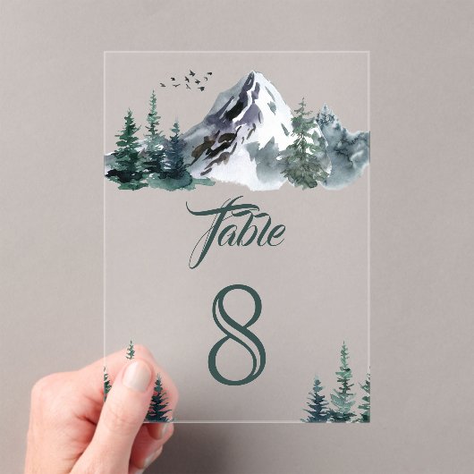 Mountain Winter Wedding Acrylic Table Number アクリル招待状 (インサイチュ (ポータブル))