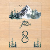 Mountain Winter Wedding Acrylic Table Number アクリル招待状 (正面)