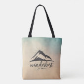 Mountain with Sunrays - Wanderlust Typography トートバッグ (裏面)