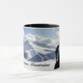 Mountaineering with Climber Silhouette and Mtns マグカップ (中央)