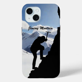 Mountaineering with Climber Silhouette and Mtns iPhone 15ケース