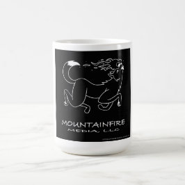 MountainFire Coyoteホワイトオンブラックバックグラウンドマグカップ コーヒーマグカップ
