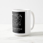 MountainFire Coyoteホワイトオンブラックバックグラウンドマグカップ コーヒーマグカップ (正面右)