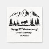 Mountains and Moose 25th Wedding Anniversary スタンダードカクテルナプキン (正面)