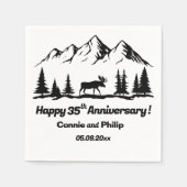 Mountains and Moose 35th Wedding Anniversary スタンダードカクテルナプキン (正面)