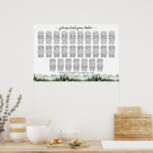 Mountains and Pines 27 Tables Wedding Seating ポスター (キッチン)
