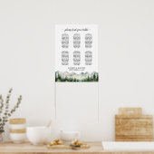 Mountains and Pines 6 Tables Wedding Seating ポスター (キッチン)
