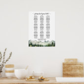Mountains and Pines 9 Tables Wedding Seating ポスター (キッチン)