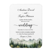 Mountains and Pines Elegant Wedding Invitation マグネット (縦)