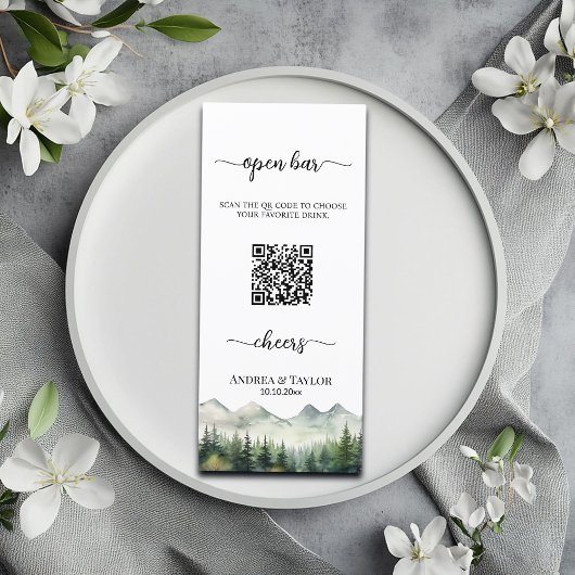 Mountains and Pines QR Code Open Bar Menu メニュー