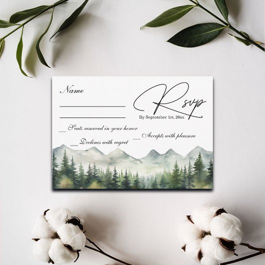 Mountains and Pines Wedding RSVP Card