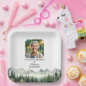 Mountains and Trees Celebration Of Life Funeral ペーパープレート (パーティー)