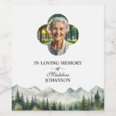 Mountains and Trees Celebration Of Life Funeral ワインラベル (シングルラベル)