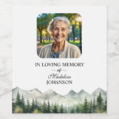 Mountains and Trees Celebration Of Life Funeral ワインラベル (シングルラベル)
