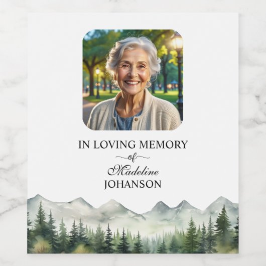 Mountains and Trees Celebration Of Life Funeral ワインラベル (シングルラベル)