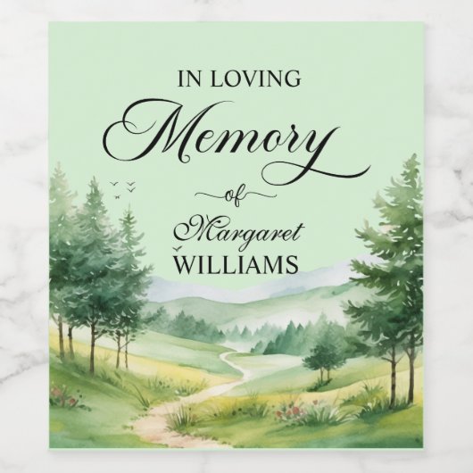 Mountains and Trees Celebration Of Life Funeral ワインラベル (シングルラベル)