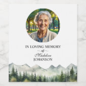Mountains and Trees Celebration Of Life Funeral ワインラベル (シングルラベル)