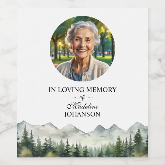 Mountains and Trees Celebration Of Life Funeral ワインラベル (シングルラベル)