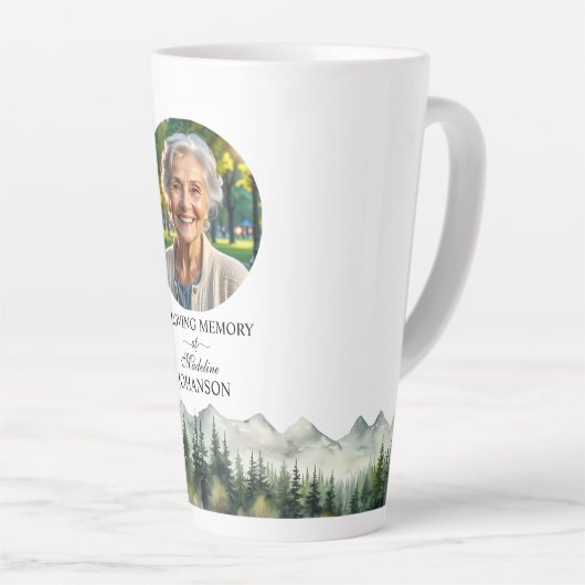 Mountains and Trees Celebration Of Life Keepsake カフェラテマグ (右アングル)