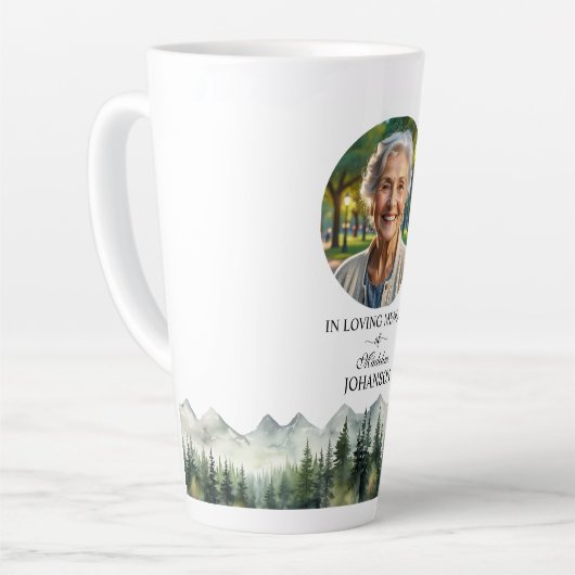 Mountains and Trees Celebration Of Life Keepsake カフェラテマグ (左アングル)