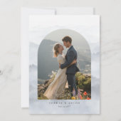 Mountains Blue Ridge Misty Modern Wedding サンキューカード (裏面)