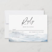 Mountains Blue Ridge Misty Modern Wedding Meal 出欠カード (正面)