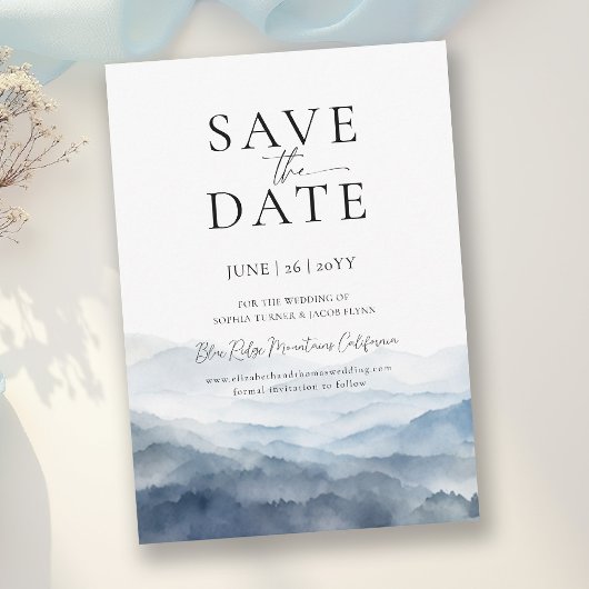 Mountains Blue Ridge Modern Wedding Save the Date 招待状