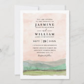 Mountains Countryside Rustic Elegant Wedding 招待状 (正面)