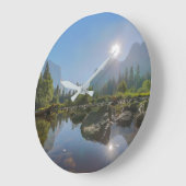 Mountains | El Capitan Yosemite Park, California ラージ壁時計 (傾斜)