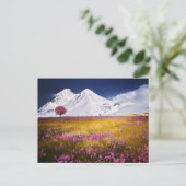 MOUNTAINS FIELD FLOWERS LANDSCAPE POSTCROSSING ポストカード (スタンド正面)