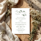 Mountains Forest Trees Pine Rustic QR Code Wedding 招待状