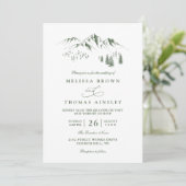 Mountains Forest Trees Pine Rustic QR Code Wedding 招待状 (スタンド正面)