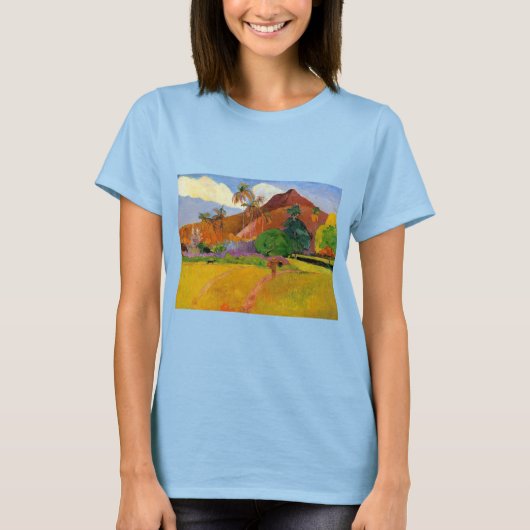 「Mountains in Tahiti」 – ポール・ゴーギャンTシャツ Tシャツ (正面)