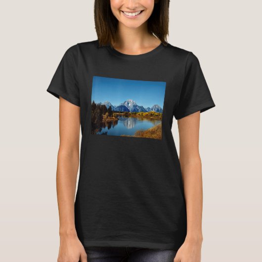 Mountains Lake Reflection Grand Teton National Par Tシャツ (正面)