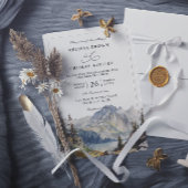 Mountains lake Rustic Elegant QR Code Wedding 招待状