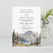 Mountains lake Rustic Elegant QR Code Wedding 招待状 (スタンド正面)