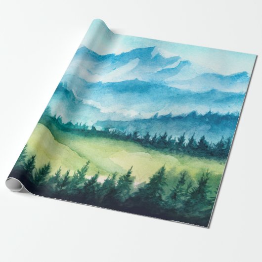 Mountains landscape. Watercolor illustration. ラッピングペーパー (アンロールド)