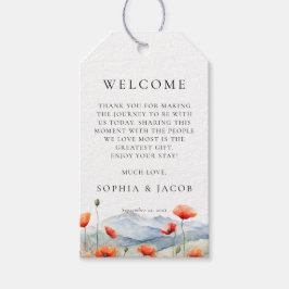 Mountains Meadow Summer Poppies Romantic Wedding ギフトタグ
