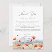 Mountains Meadow Summer Poppies Romantic Wedding サンキューカード (正面)