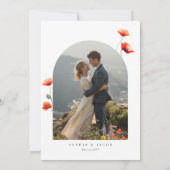 Mountains Meadow Summer Poppies Romantic Wedding サンキューカード (裏面)