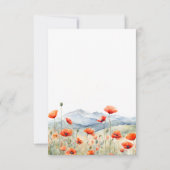 Mountains Meadow Summer Poppies Romantic Wedding セーブザデート (裏面)