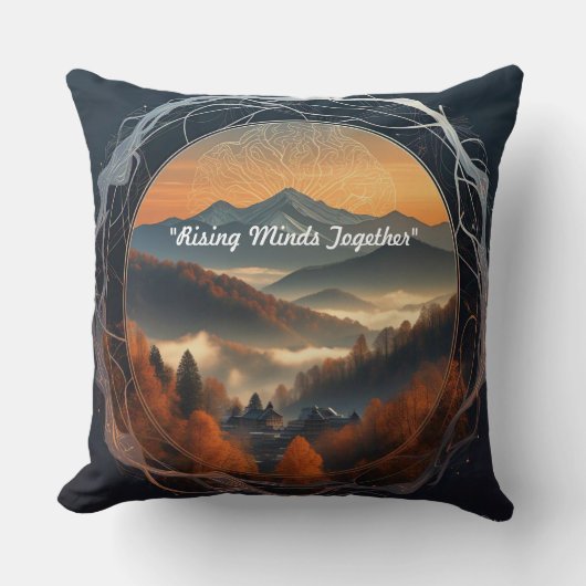 "Mountains Meet Innovation" クッション (正面)
