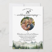 Mountains Pines 28th Wedding Anniversary Photo 招待状 (正面)